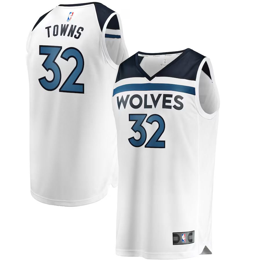 Men Minnesota Timberwolves #32 Karl-Anthony Towns Fanatics Branded White Fast Break Replica NBA Jersey